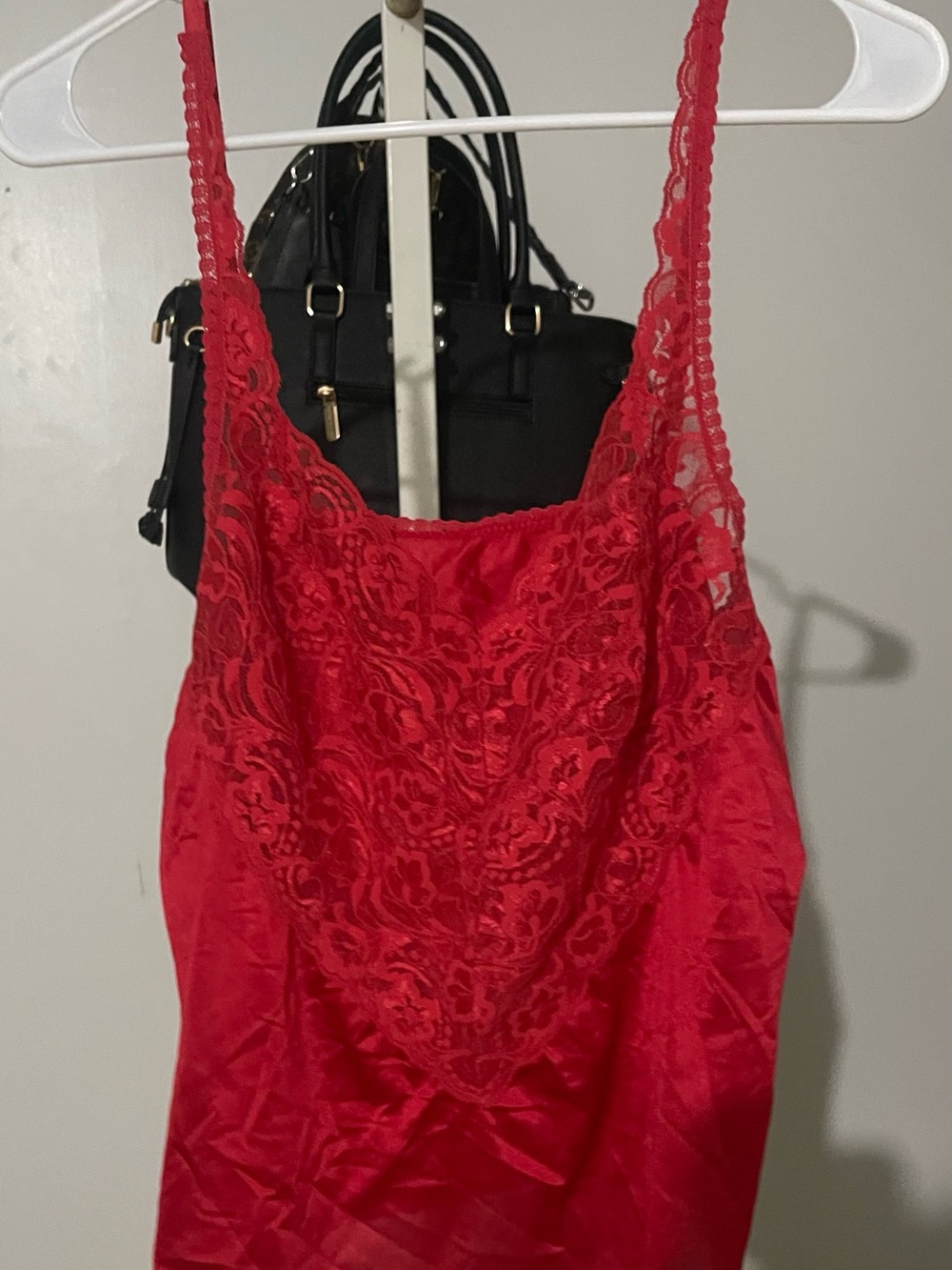 Vintage Vanity Fair Red Lace-Front Satin Camisole